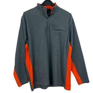 VTG 90s J Crew Oarsman Mens M 1/4 Zip Fleece Lightweight Pullover Grey Orange